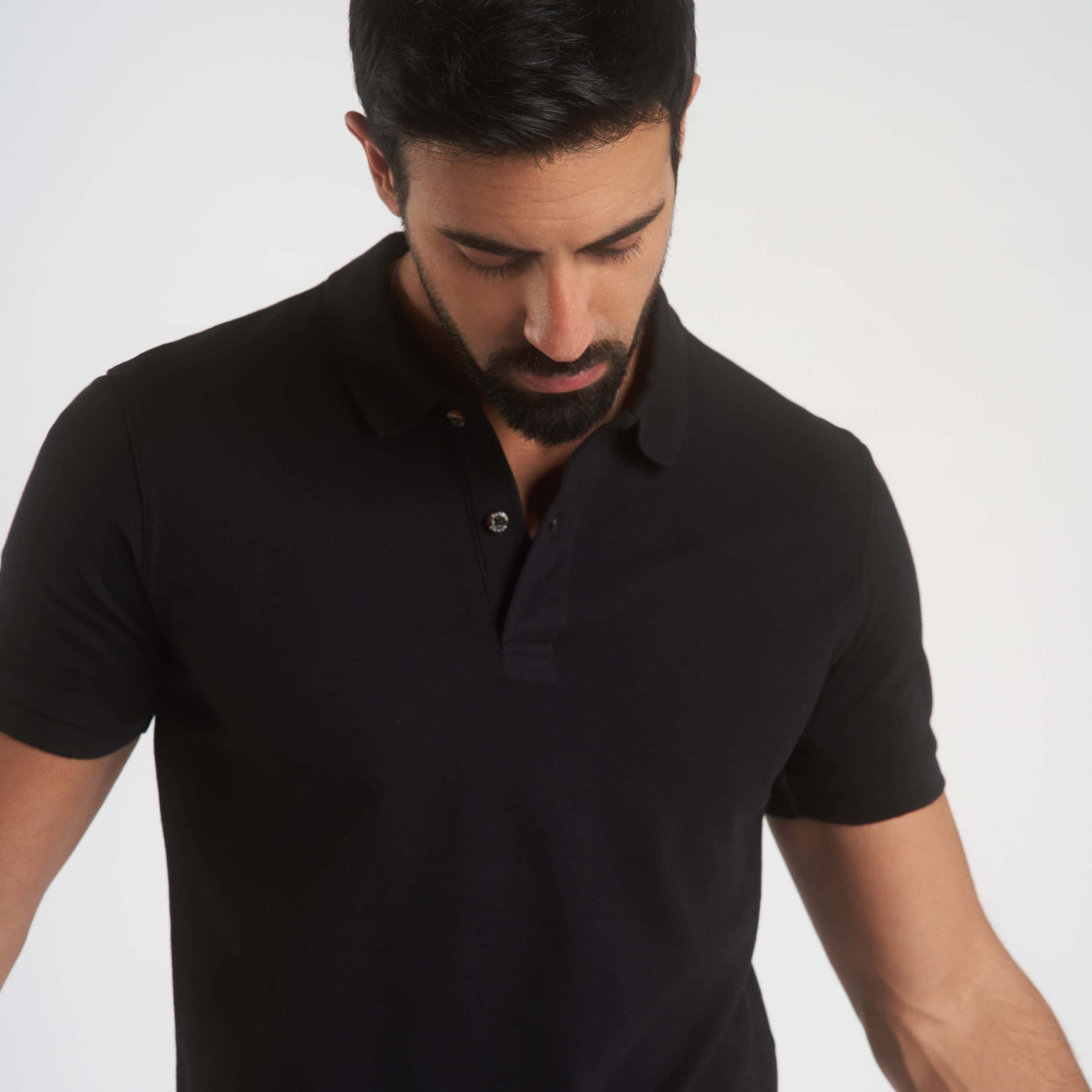Black Plain Short Sleeves Polo(103) - nagahomme