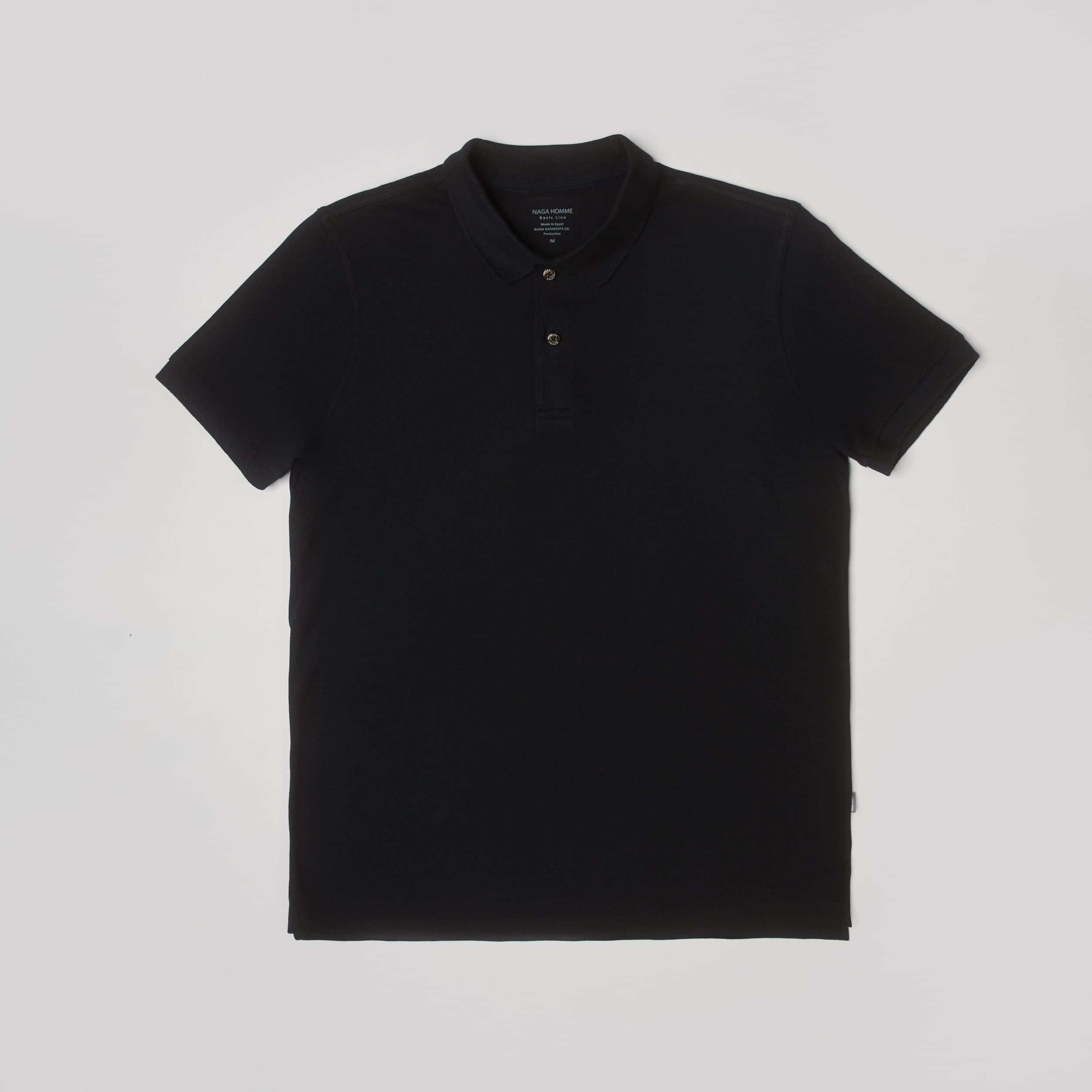 Black Plain Short Sleeves Polo(01)