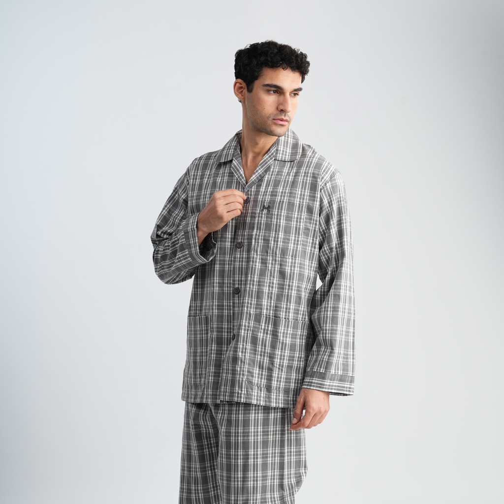 Men's Grey Classic Pajama Set-MPJLC151