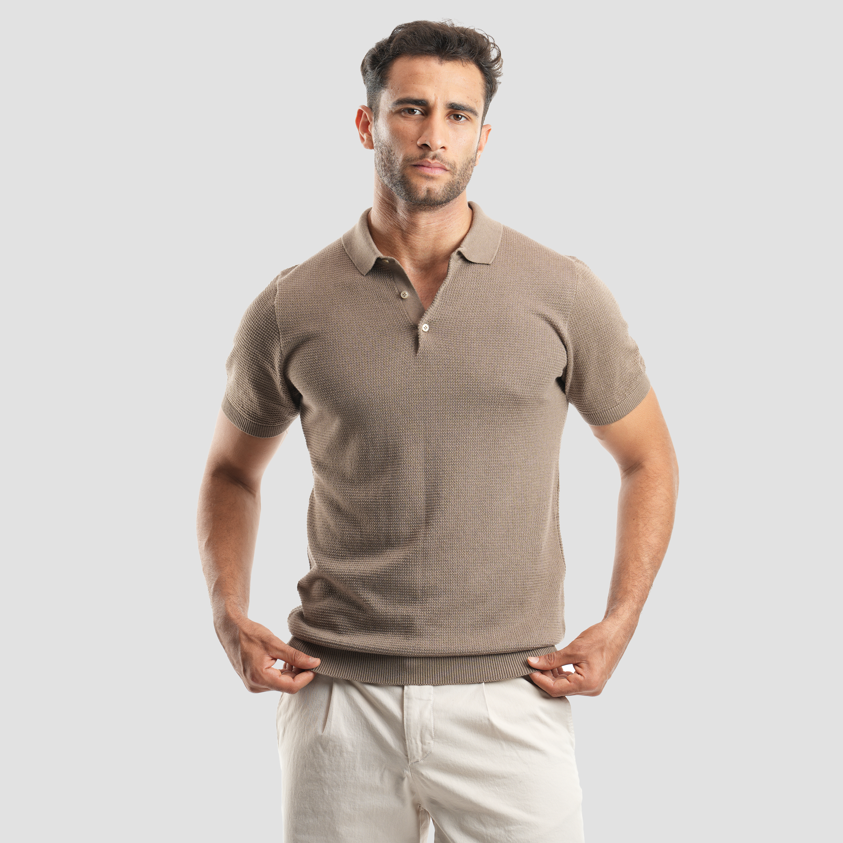 Cafe Textured Polo Shirt (MPO105S) - Naga Homme Main image