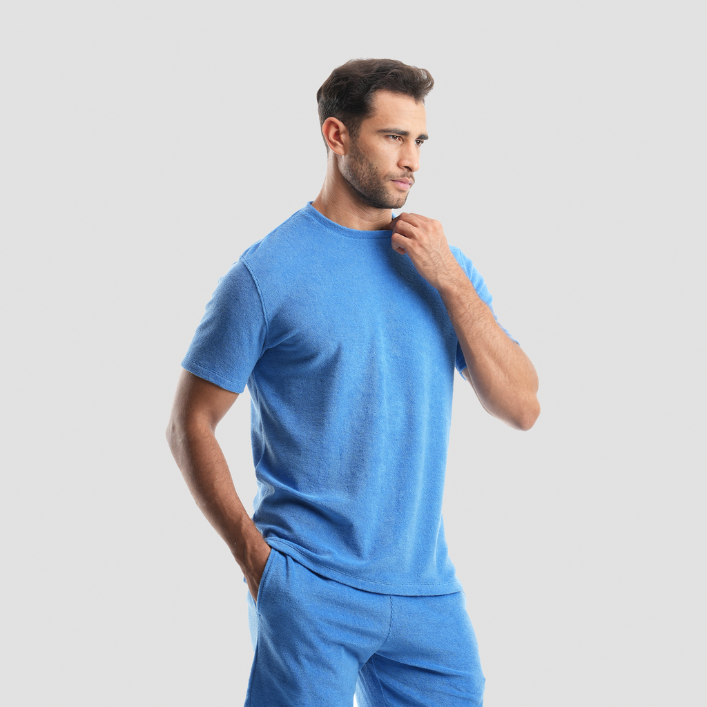 Men's Blue Towel T-Shirt (MTSB-01) - Naga Homme