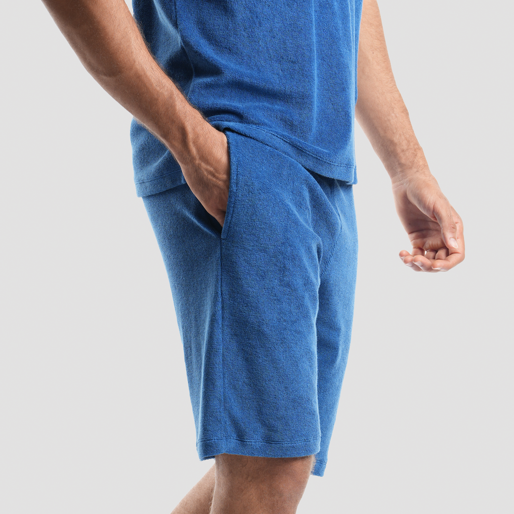 Men's Dark Blue Towel Short (MSRB-02) - Naga Homme