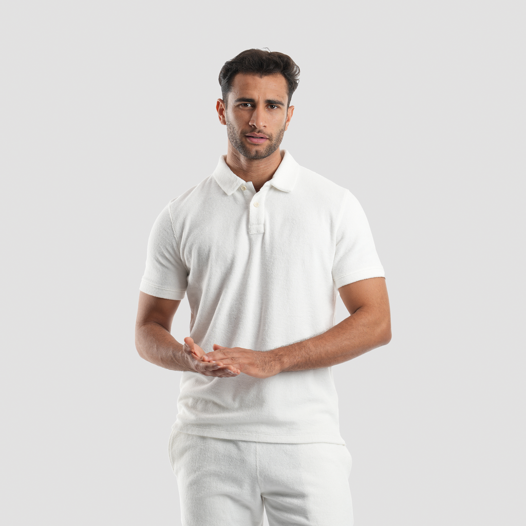 Men's Off-White Towel Polo Shirt-MPOB-01 - Naga Homme