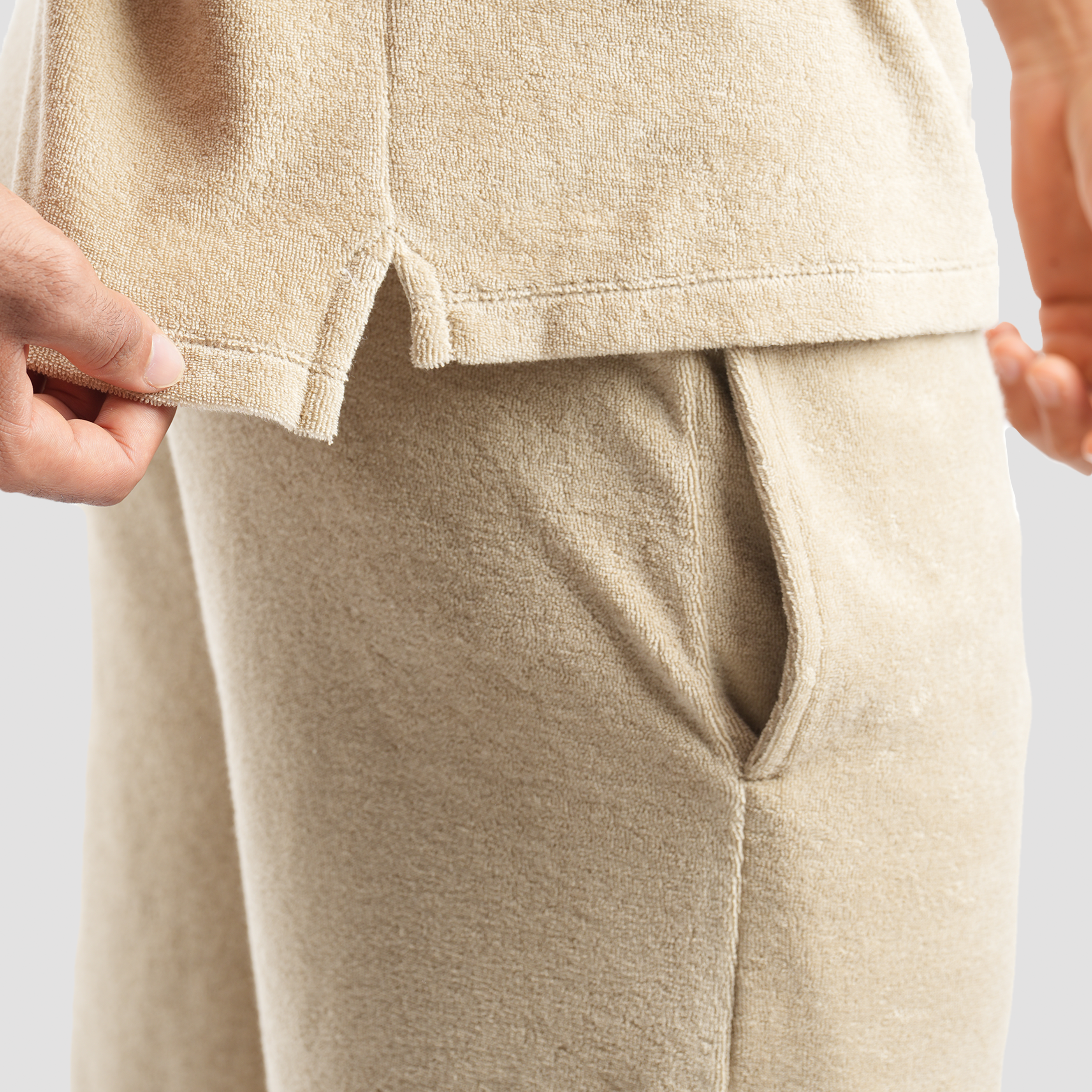 Men's Beige Towel Short-MSRB-01 Secondary image