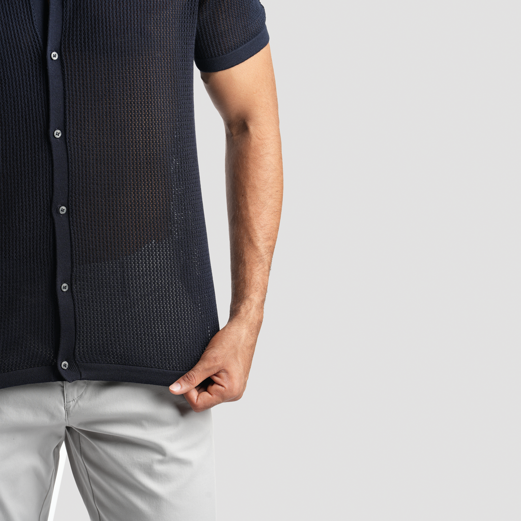 Navy short sleeve polo-MPO138s - Naga Homme