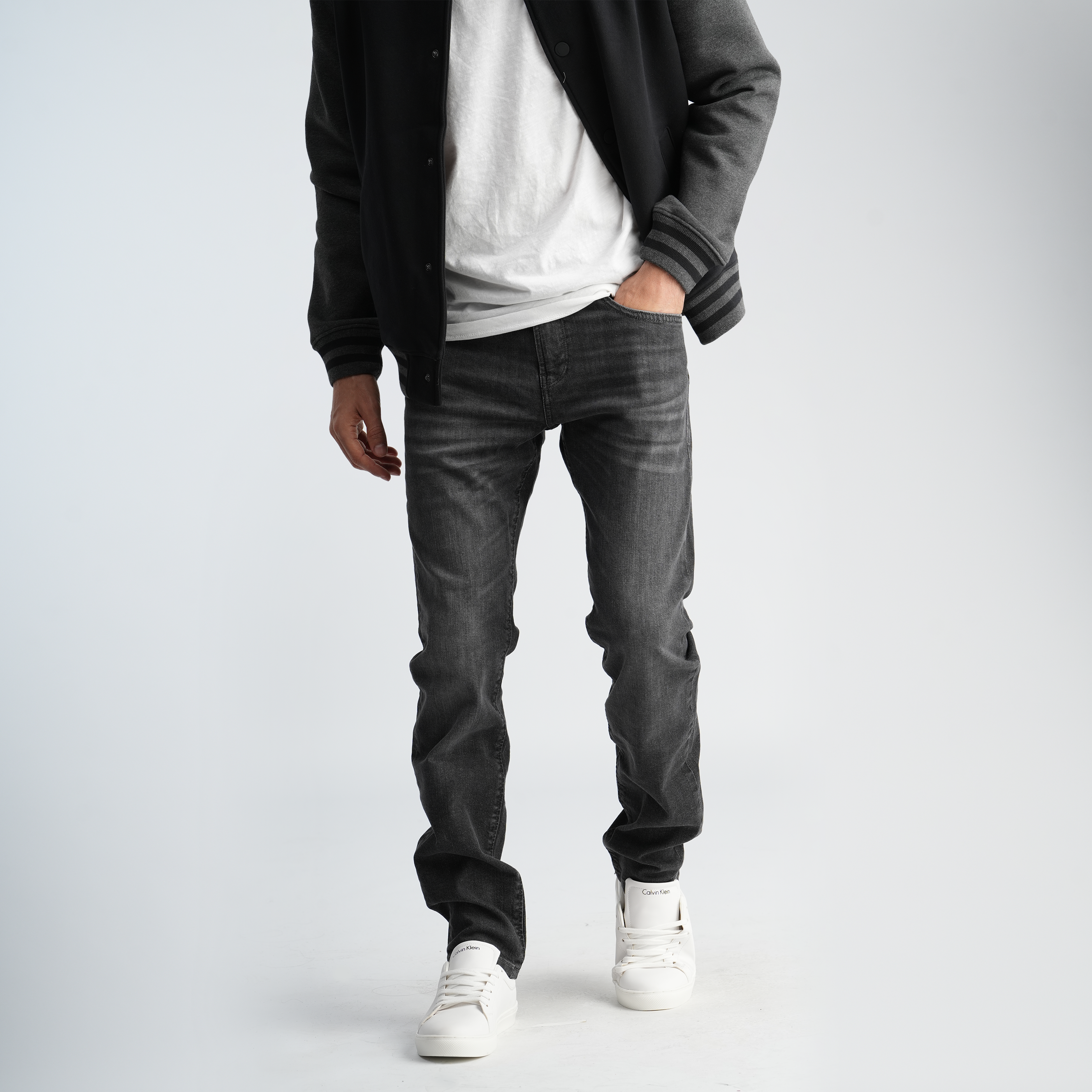 Men's Black Denim Jeans-MPT197
