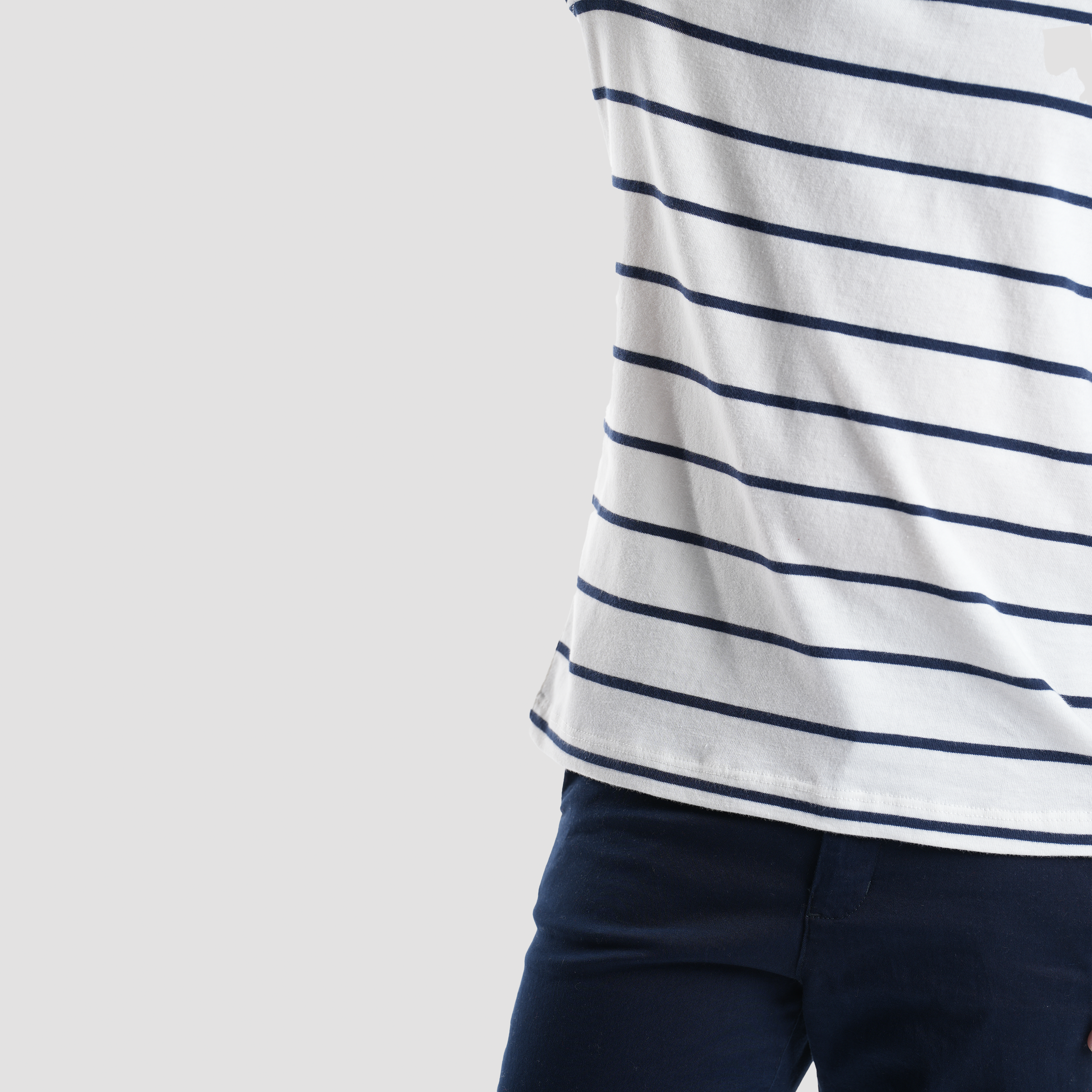White*Navy Stripe T-shirt-BTS-46S - Naga Homme