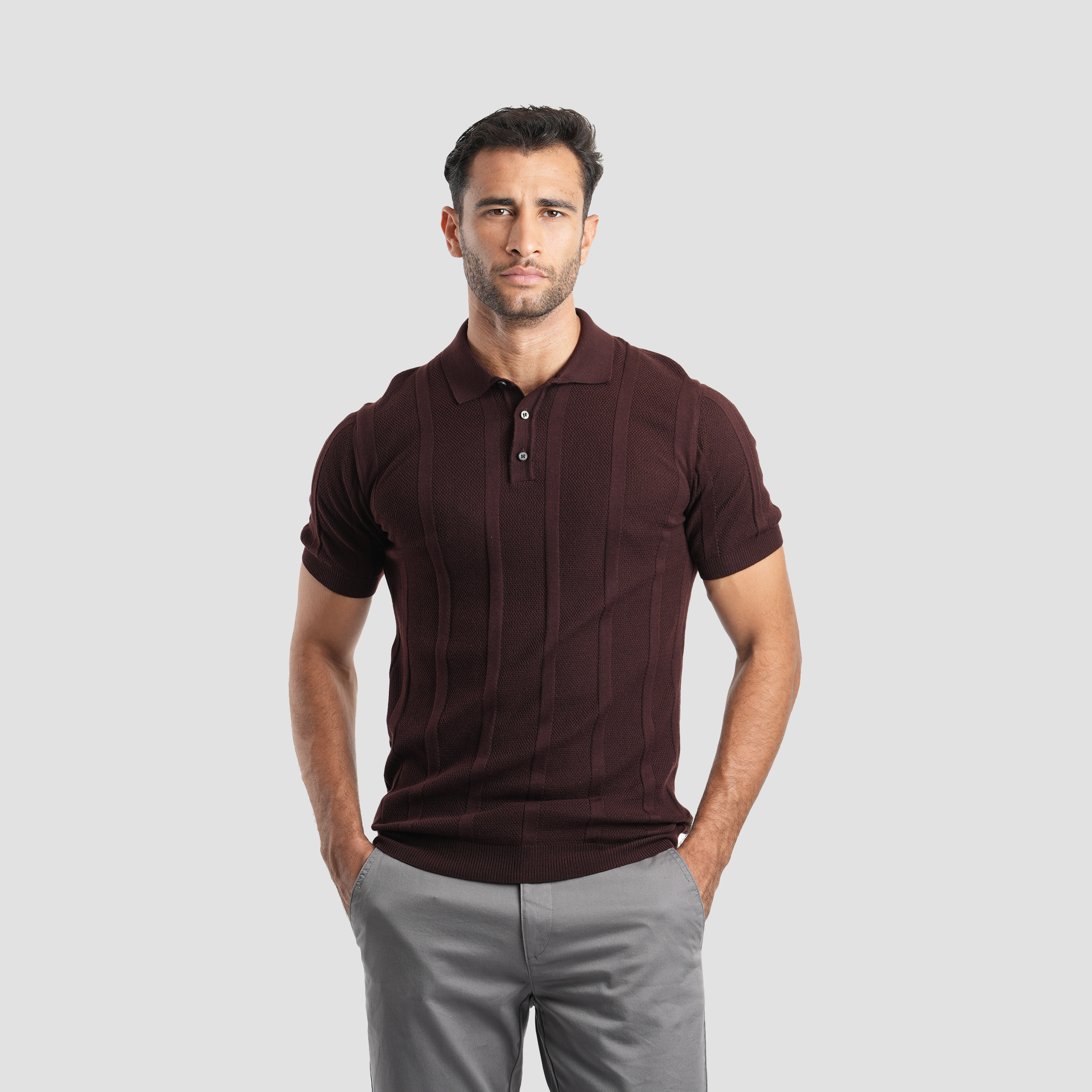 Men's Short sleeve Burgandi polo-MPO132s - Naga Homme Main image