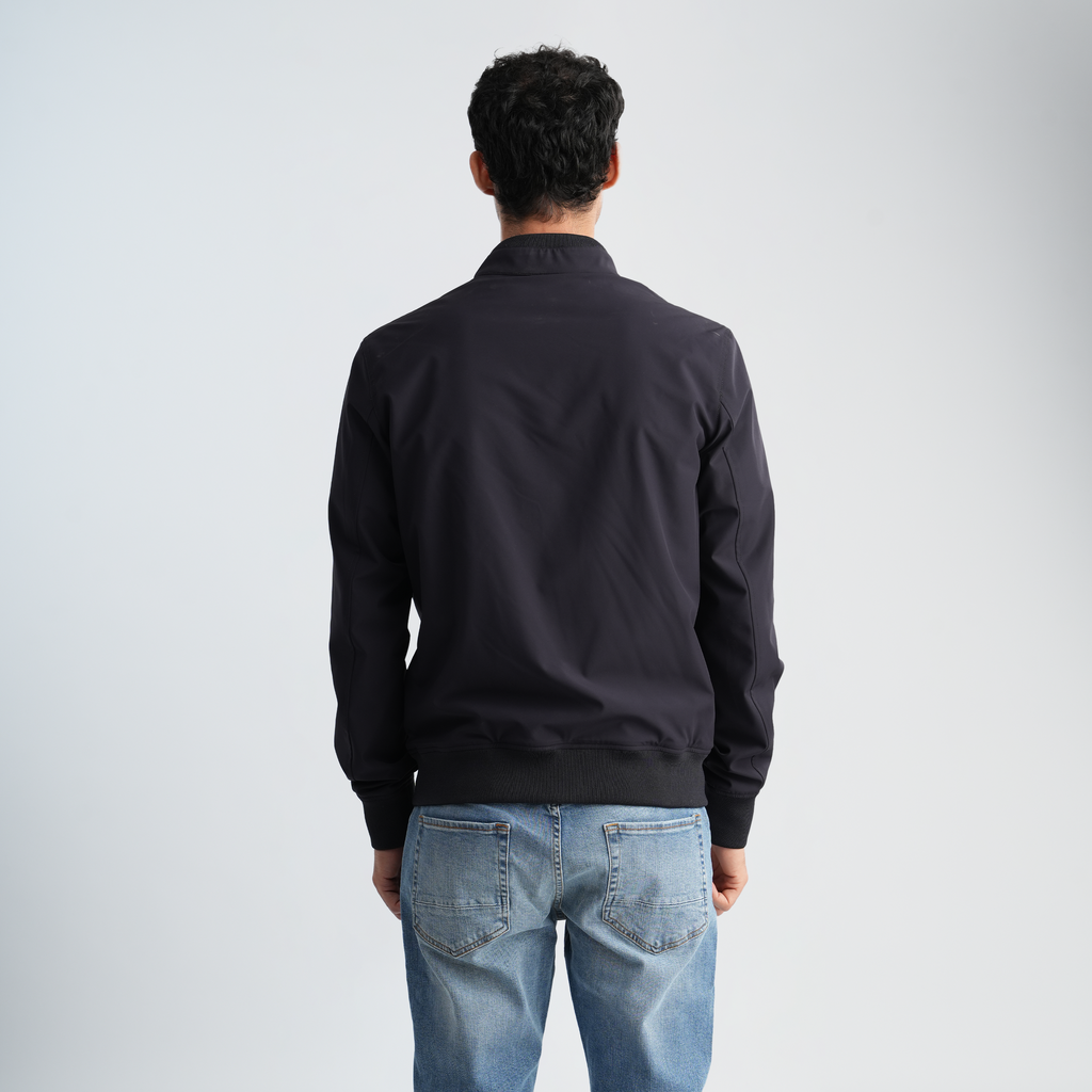Men's Navy Stand Collar Jacket-MJKF-37