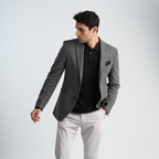 Grey Texture Blazer-MJKC419