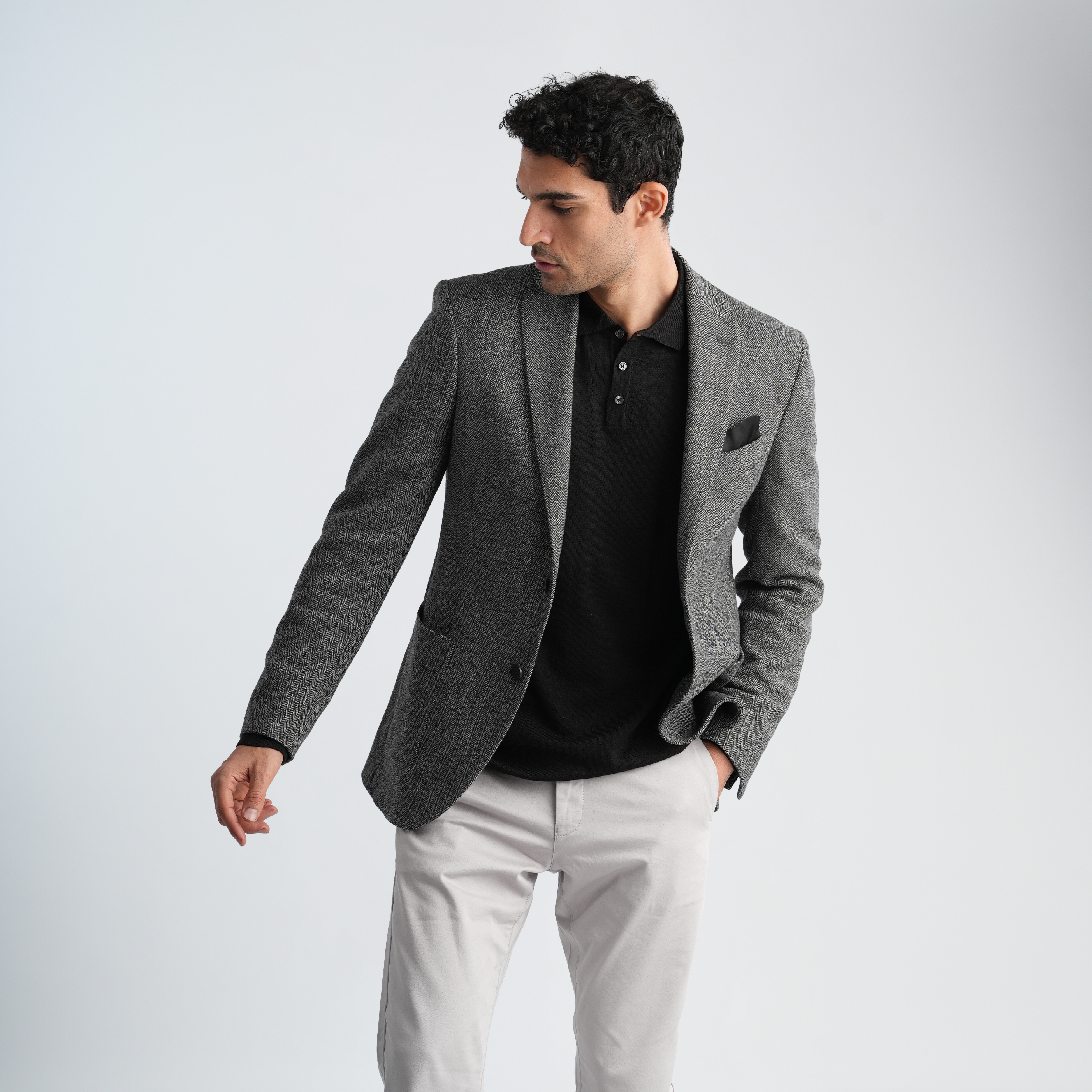 Grey Texture Blazer-MJKC419