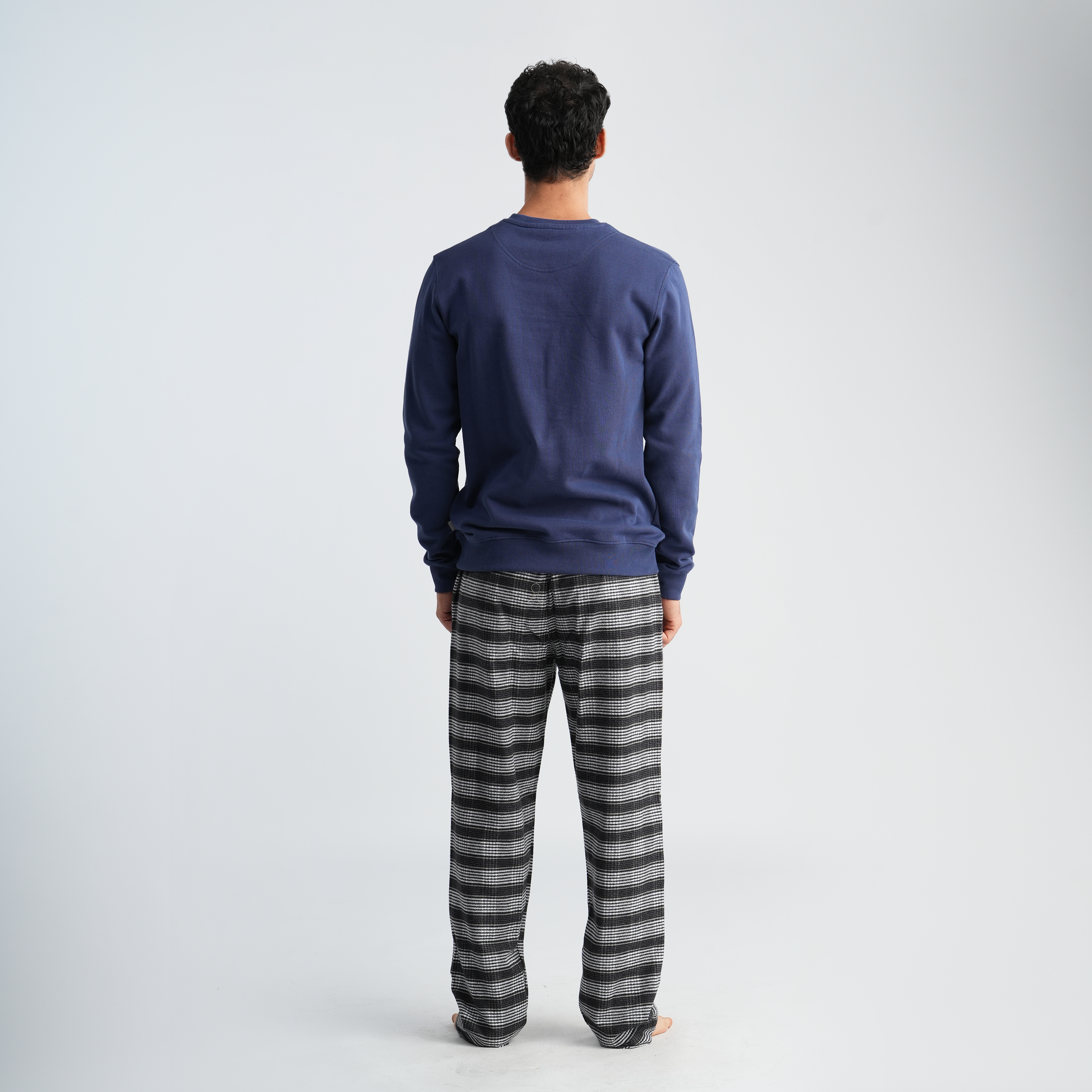 Men's Navy Stripe Pajama Set-MPJL175