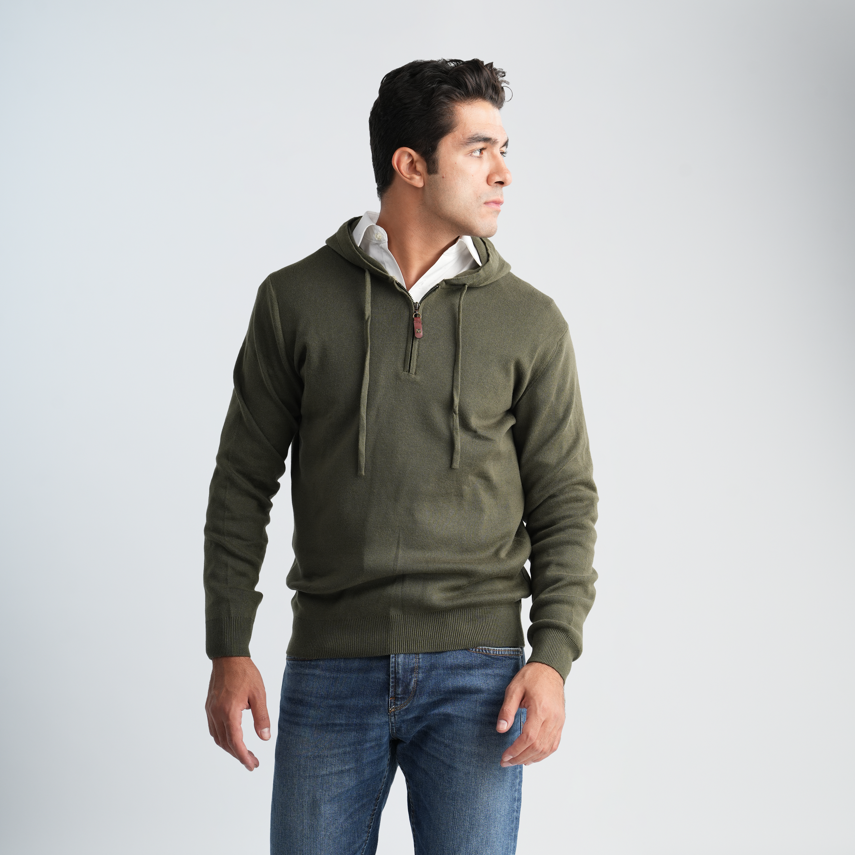 Men's Olive Hoodie-MPLFSH-28 Main image