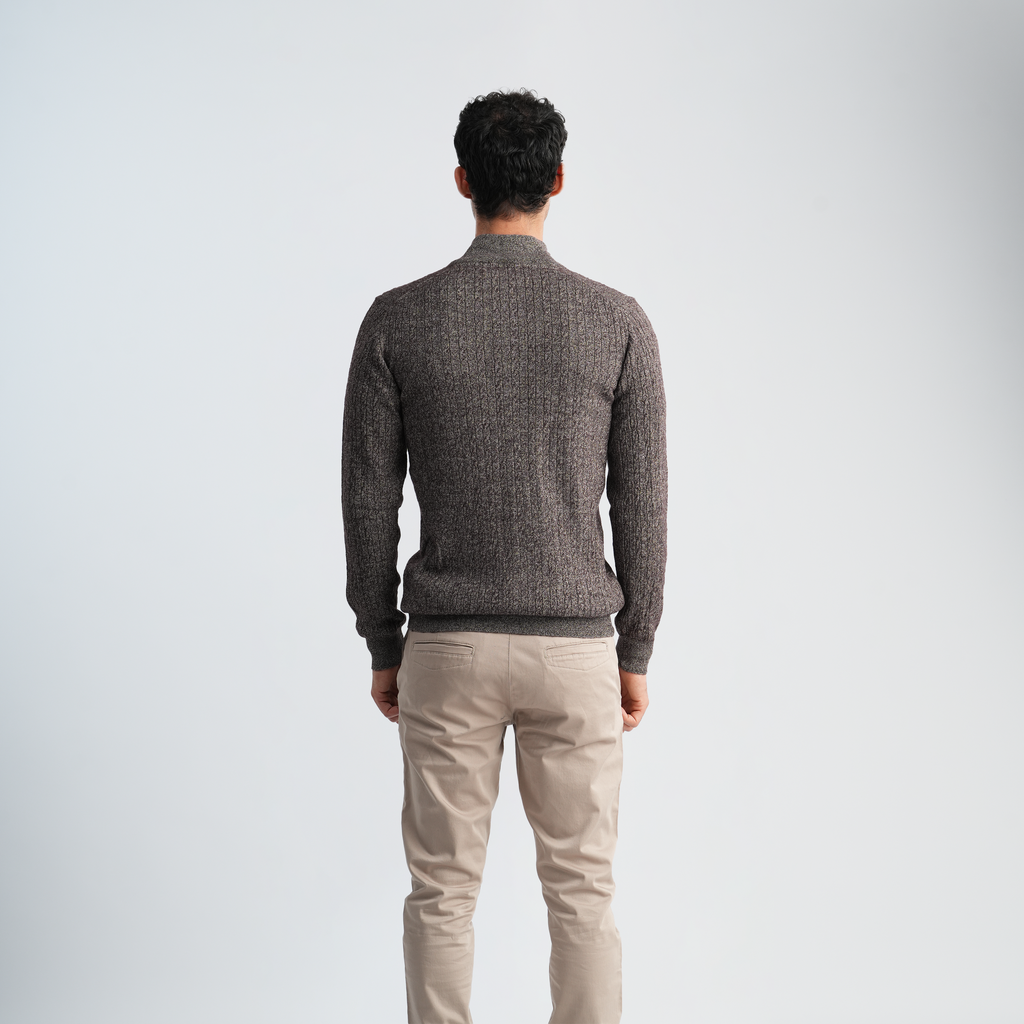 Textured Mock Neck Pullover-MPLJKC-12