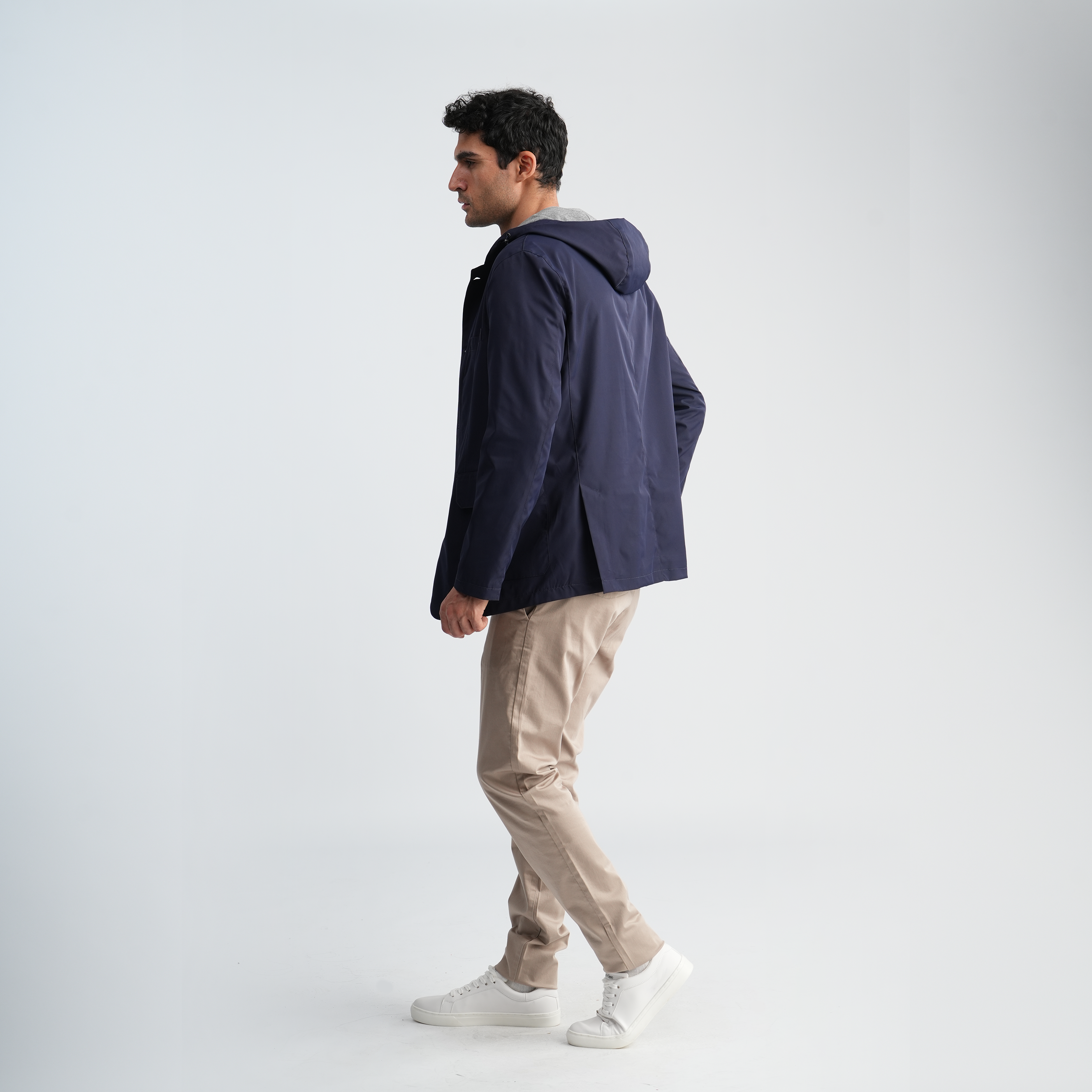 Men's Navy Hoodie Jacket-MJKF-33