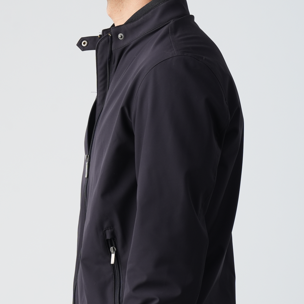 Men's Navy Stand Collar Jacket-MJKF-37