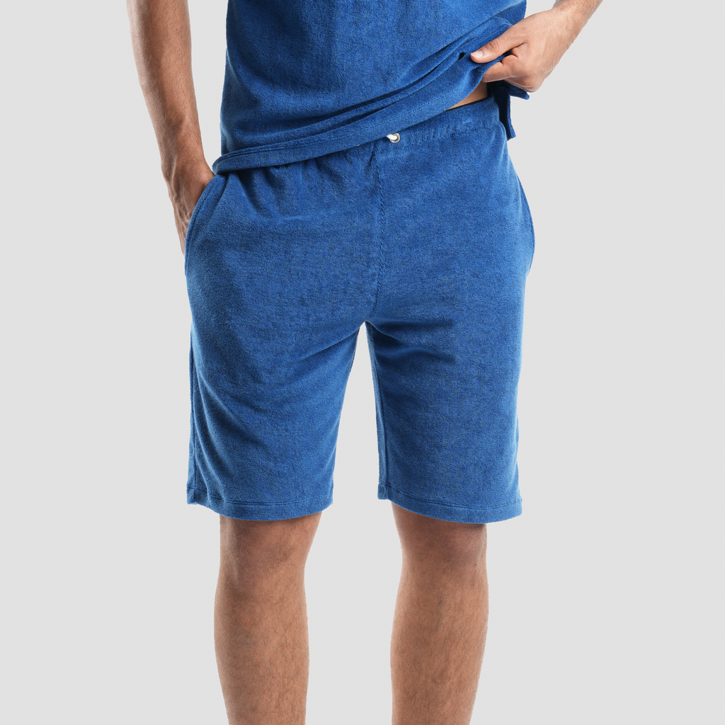 Men's Dark Blue Towel Short (MSRB-02) - Naga Homme