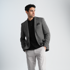 Grey Texture Blazer-MJKC419