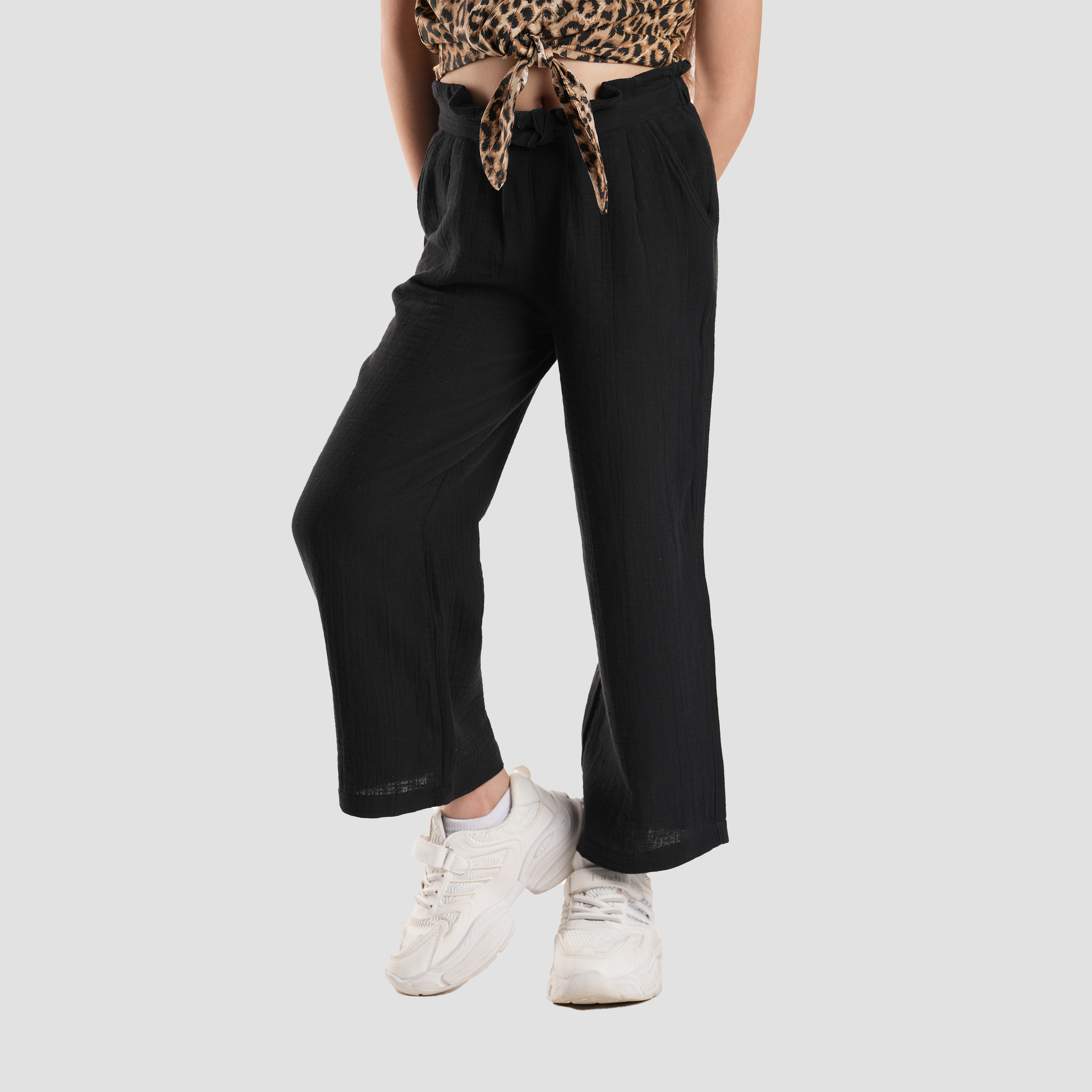 Black Wide-Leg Pants-GPT-19S Secondary image