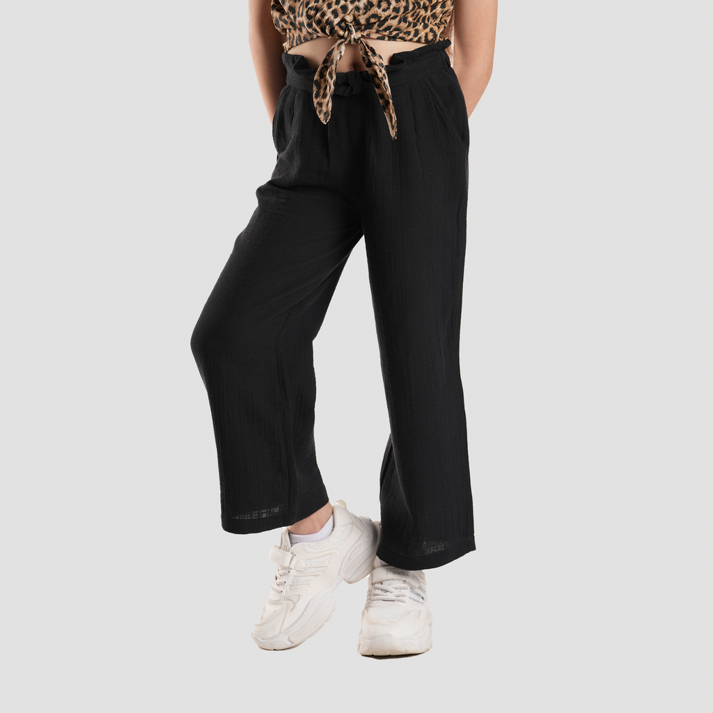 Black Wide-Leg Pants-GPT-19S - Naga Homme