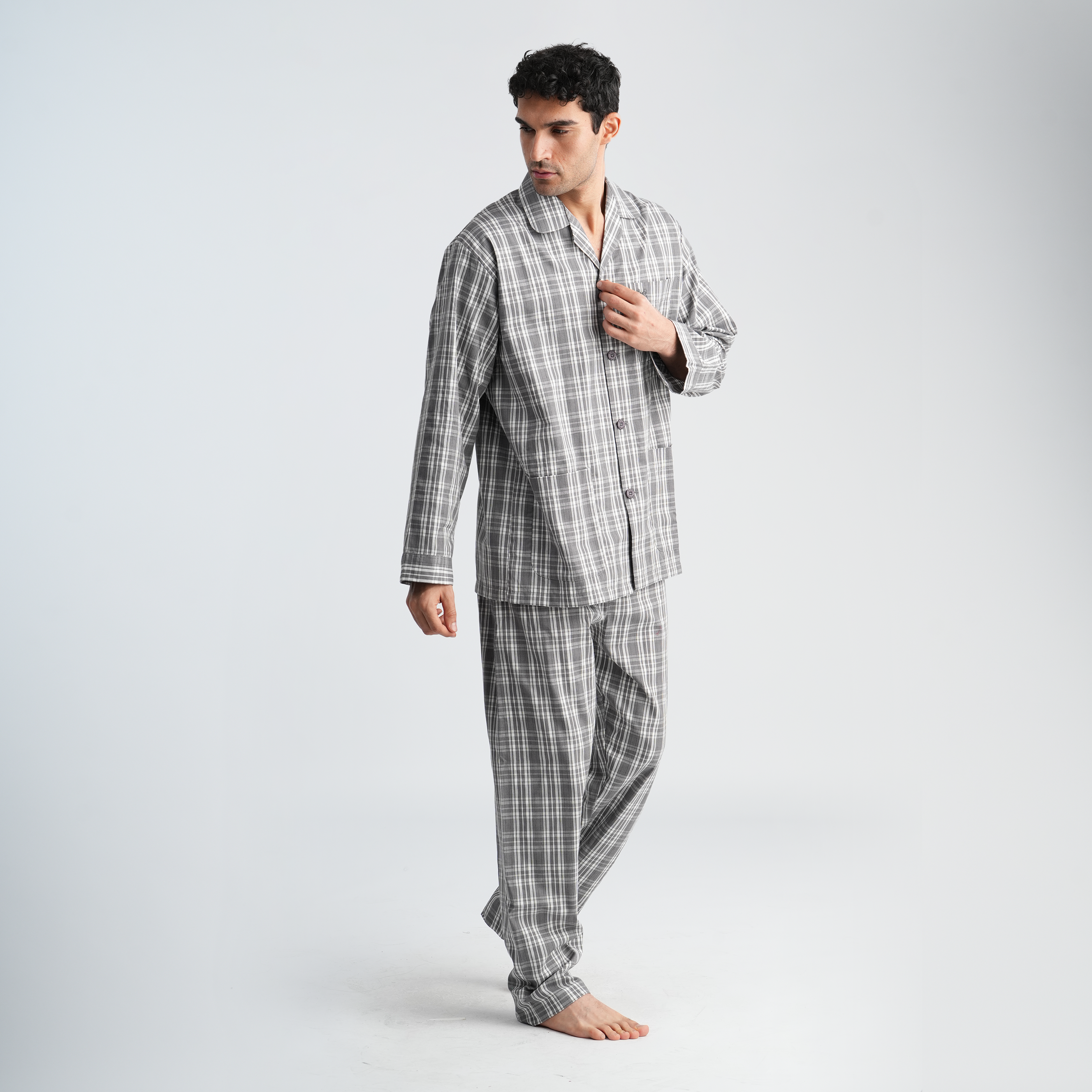 Men's Grey Classic Pajama Set-MPJLC151