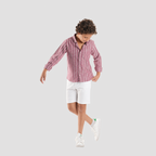 Boys' Dark Red Linen Shirt-BSH148S - Naga Homme
