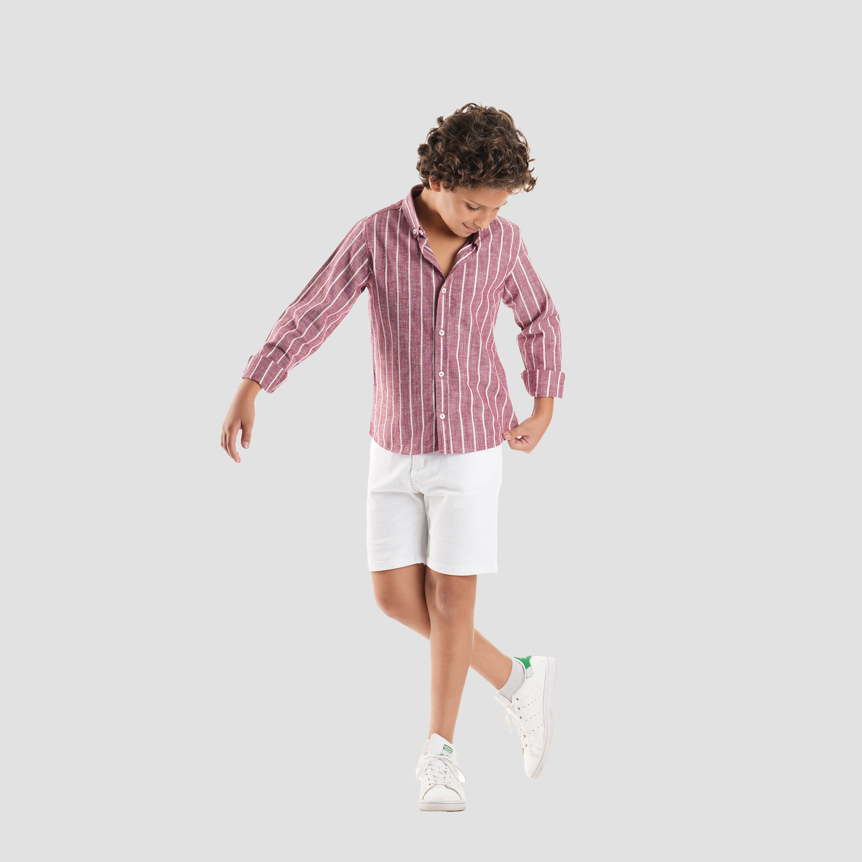 Boys' Dark Red Linen Shirt-BSH148S - Naga Homme