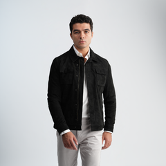 Men's Black Jacket-MLJ-46