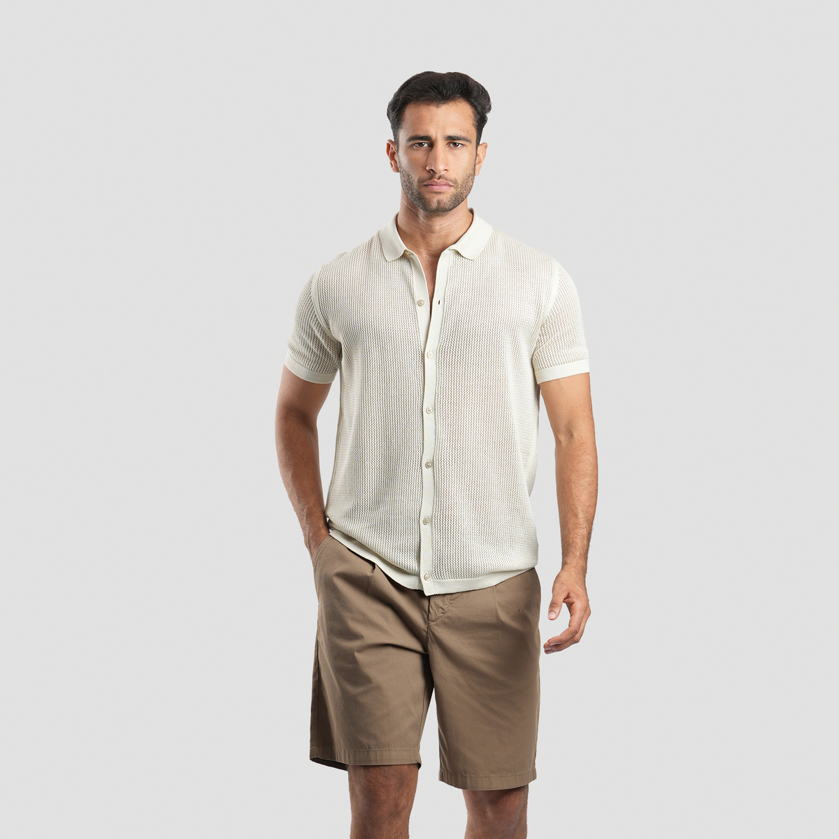 Light Beige short sleeve polo-MPO138s