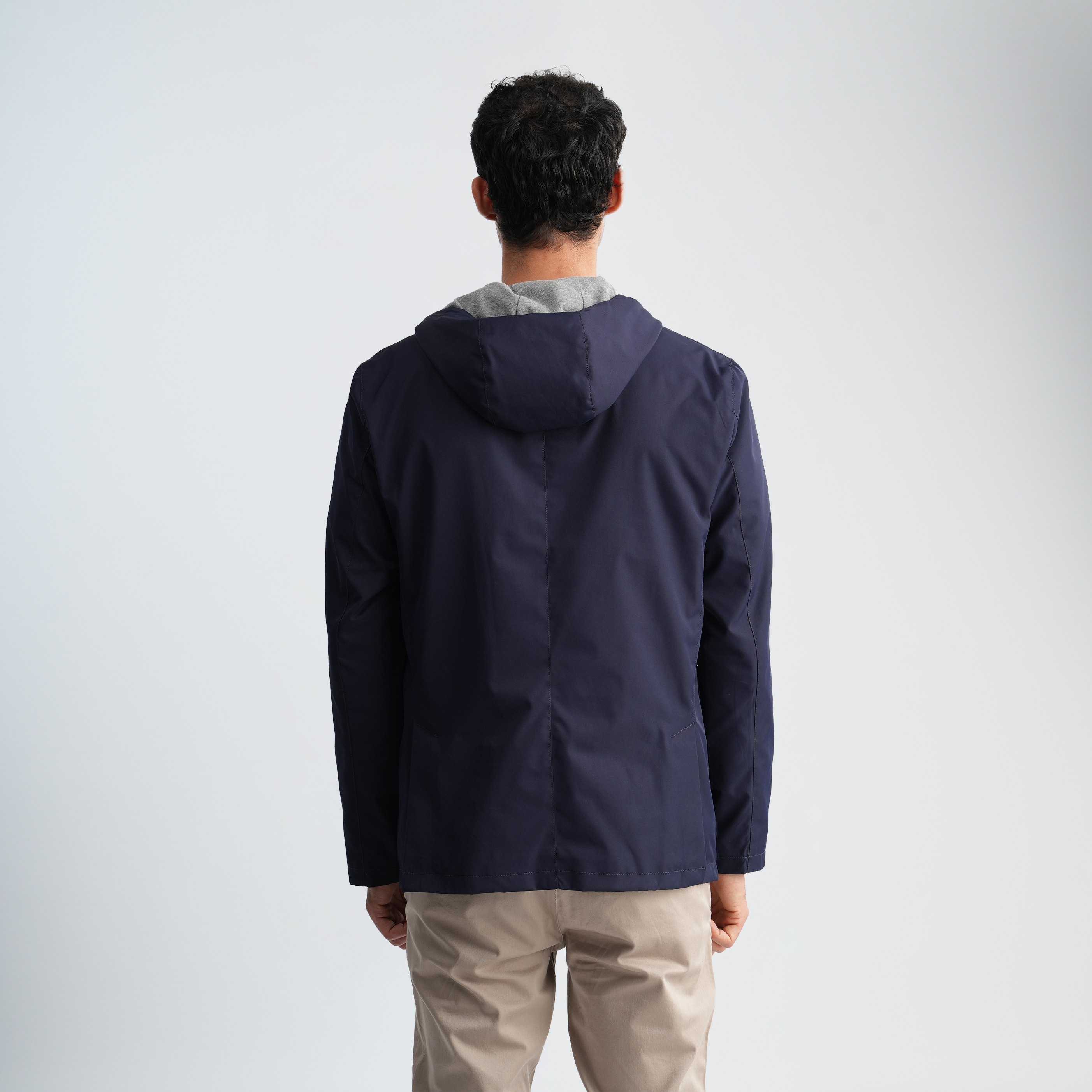 Men's Navy Hoodie Jacket-MJKF-33