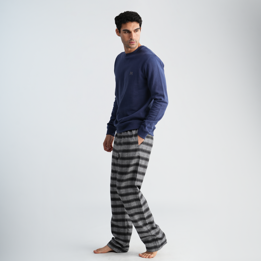 Men's Navy Stripe Pajama Set-MPJL175