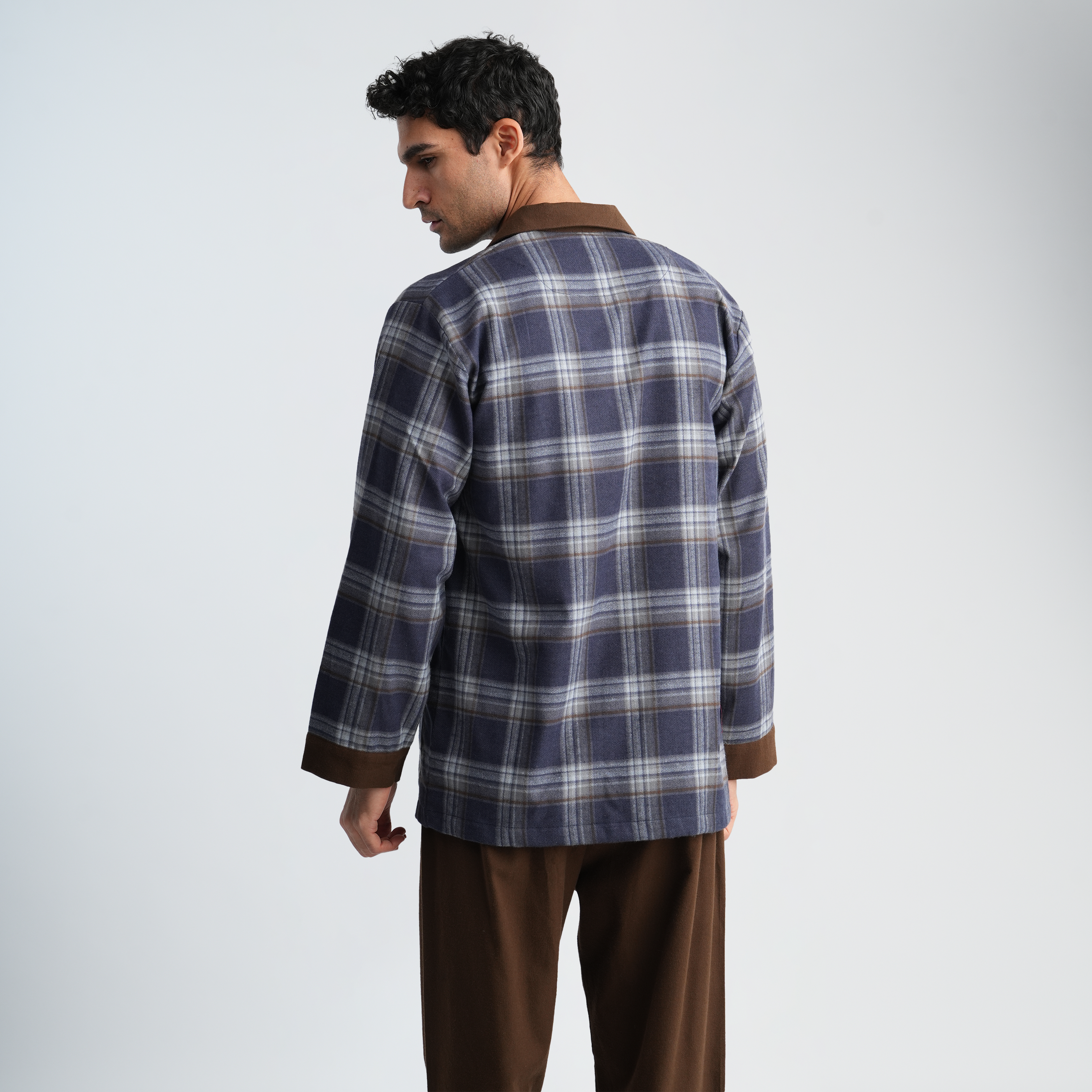 Navy*Brown Classic Pajama Set-MPJLC144