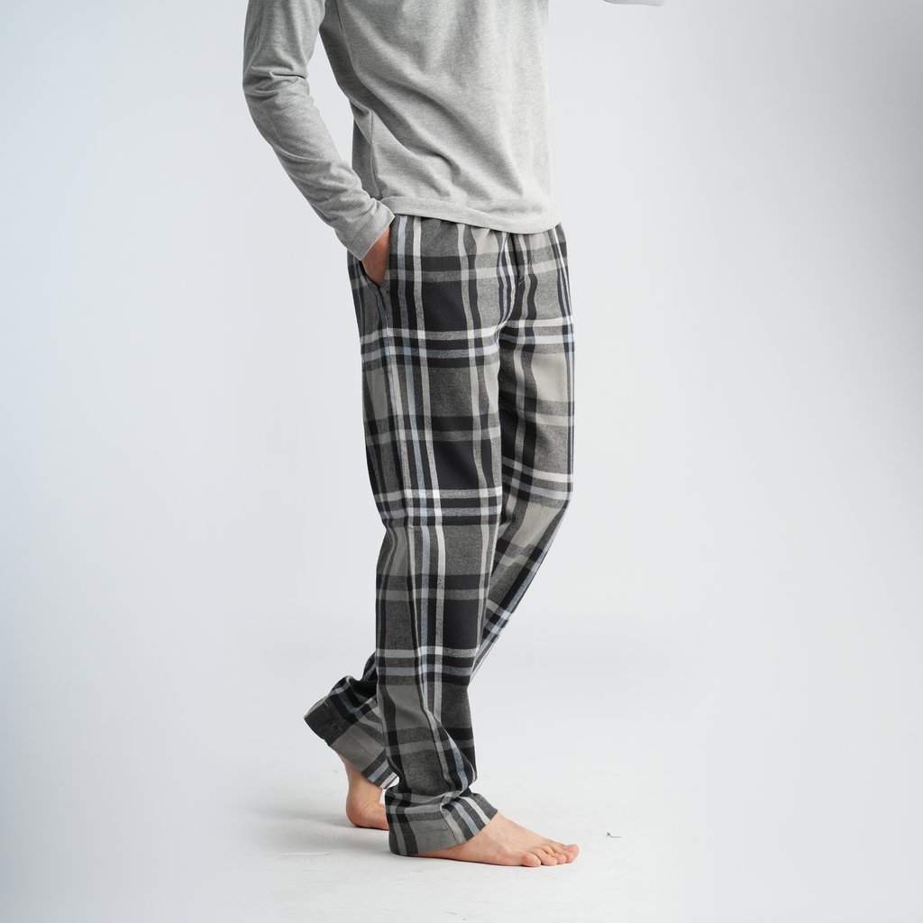 Men's Grey Plaid Pajama Set-MPJL187
