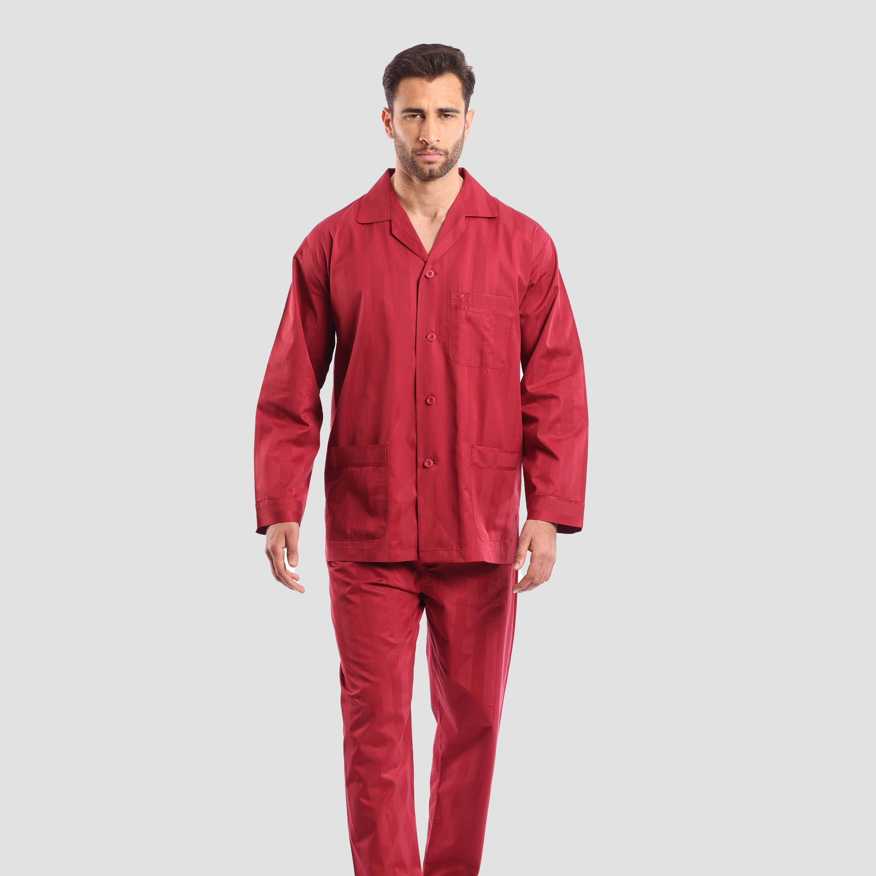 Dark Red Classic Pajamas - MPJLC137 - nagahomme