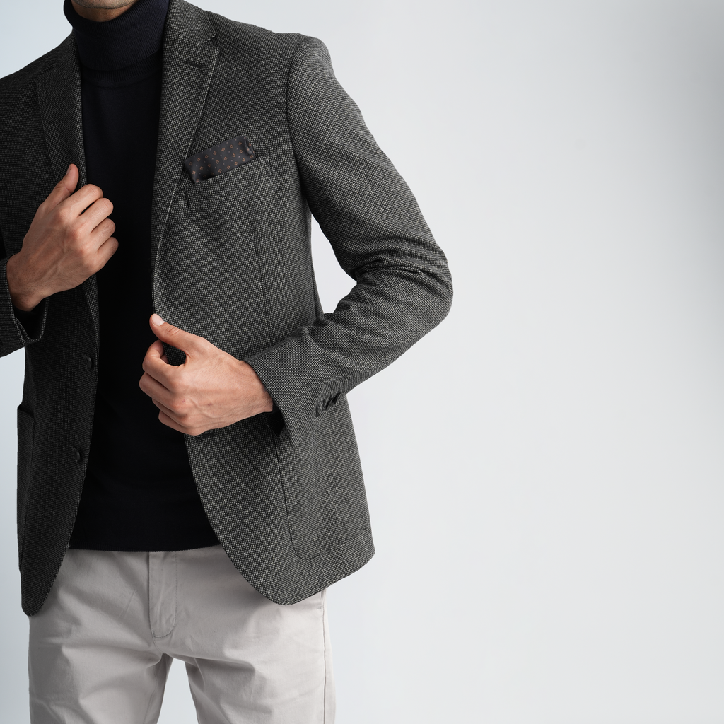 Dark Grey Wool Blazer-MJKC418