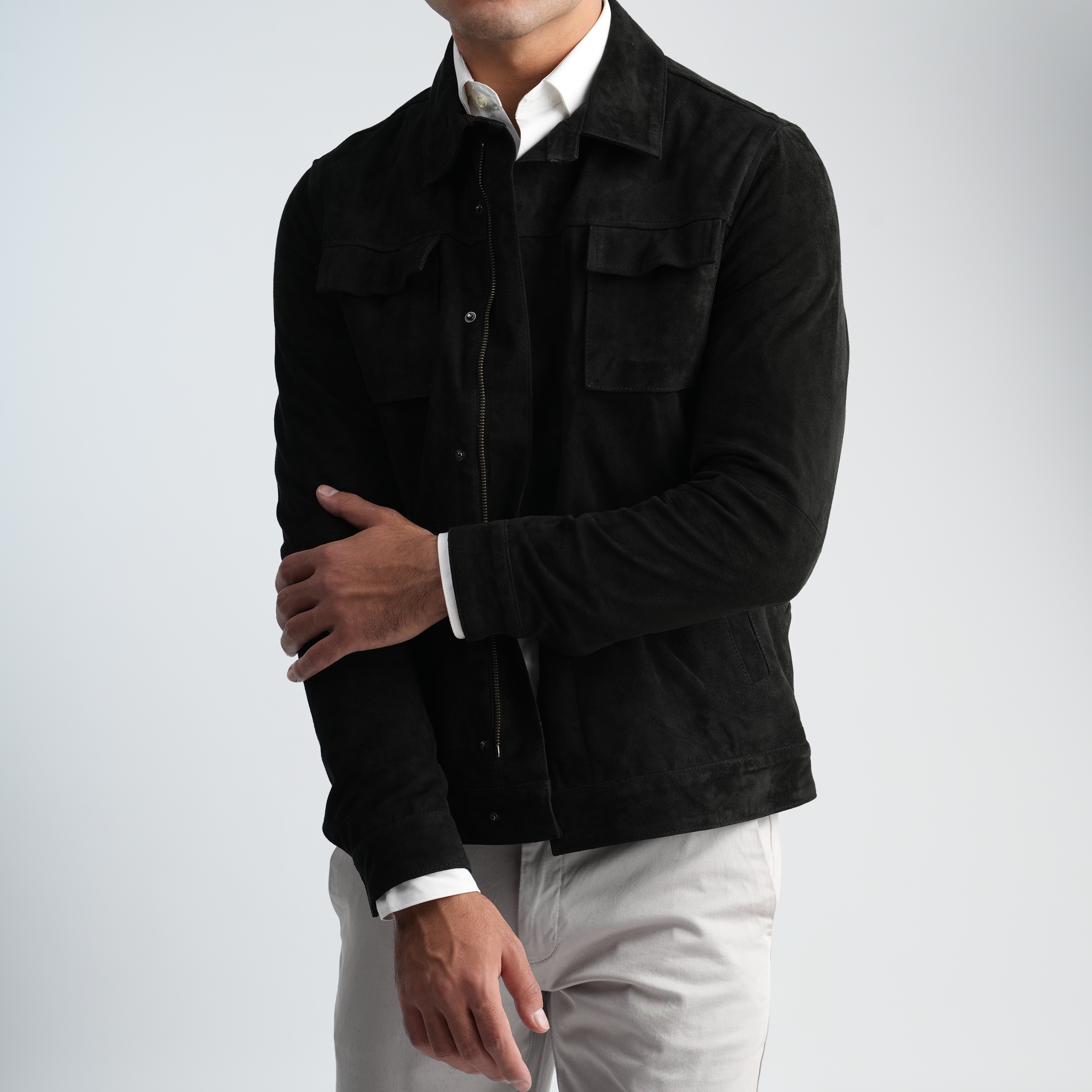 Men's Black Jacket-MLJ-46