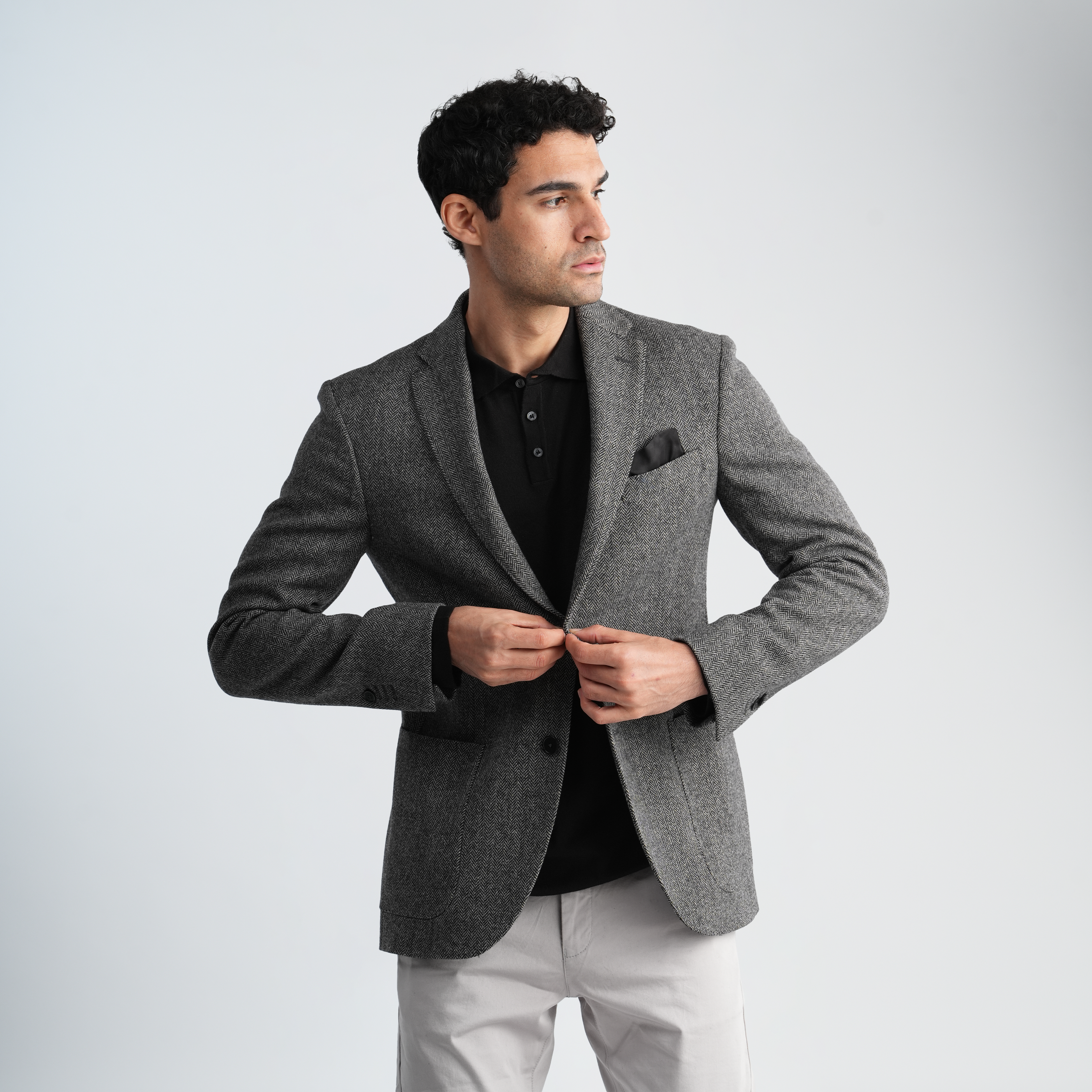 Grey Texture Blazer-MJKC419