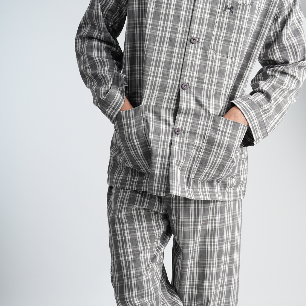 Men's Grey Classic Pajama Set-MPJLC151