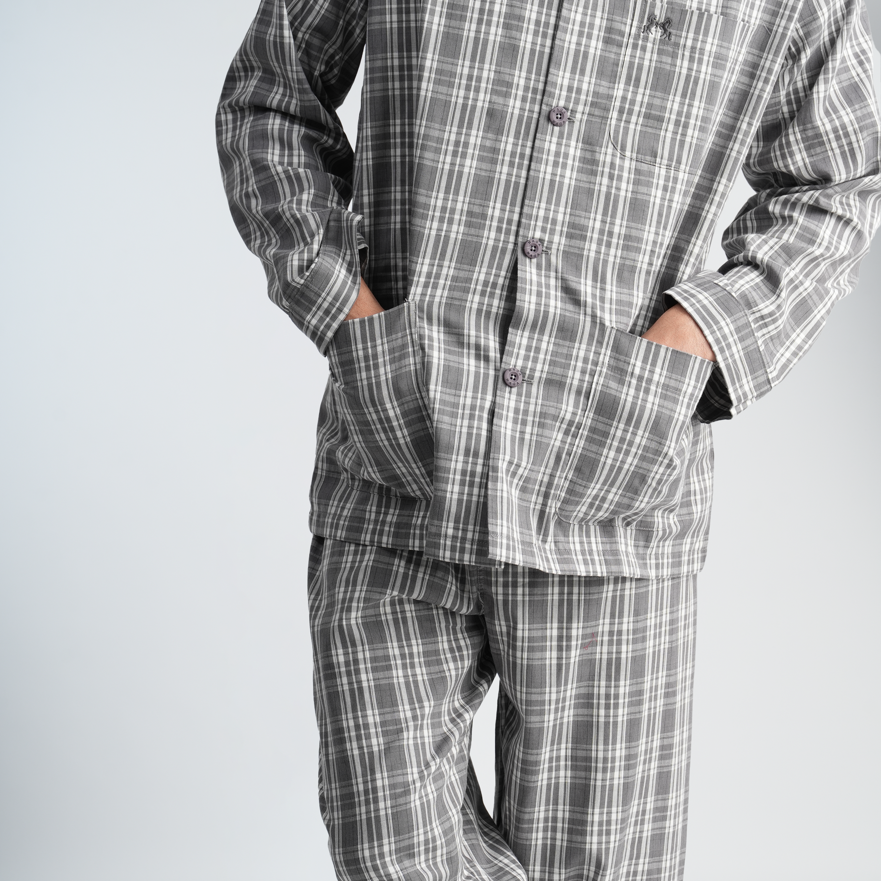 Men's Grey Classic Pajama Set-MPJLC151
