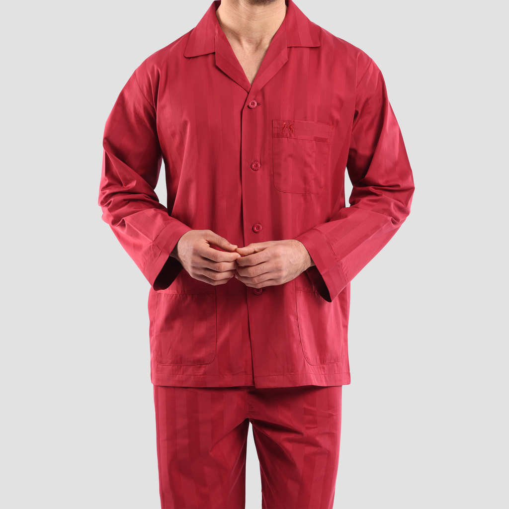 Dark Red Classic Pajamas - MPJLC137 - nagahomme