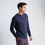 Men's Navy Pajama Set-MPJL143