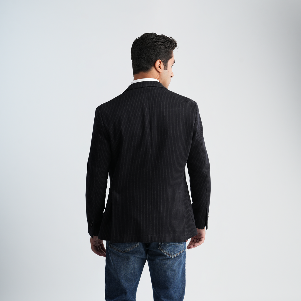 Striped Navy Blazer-MJKC412