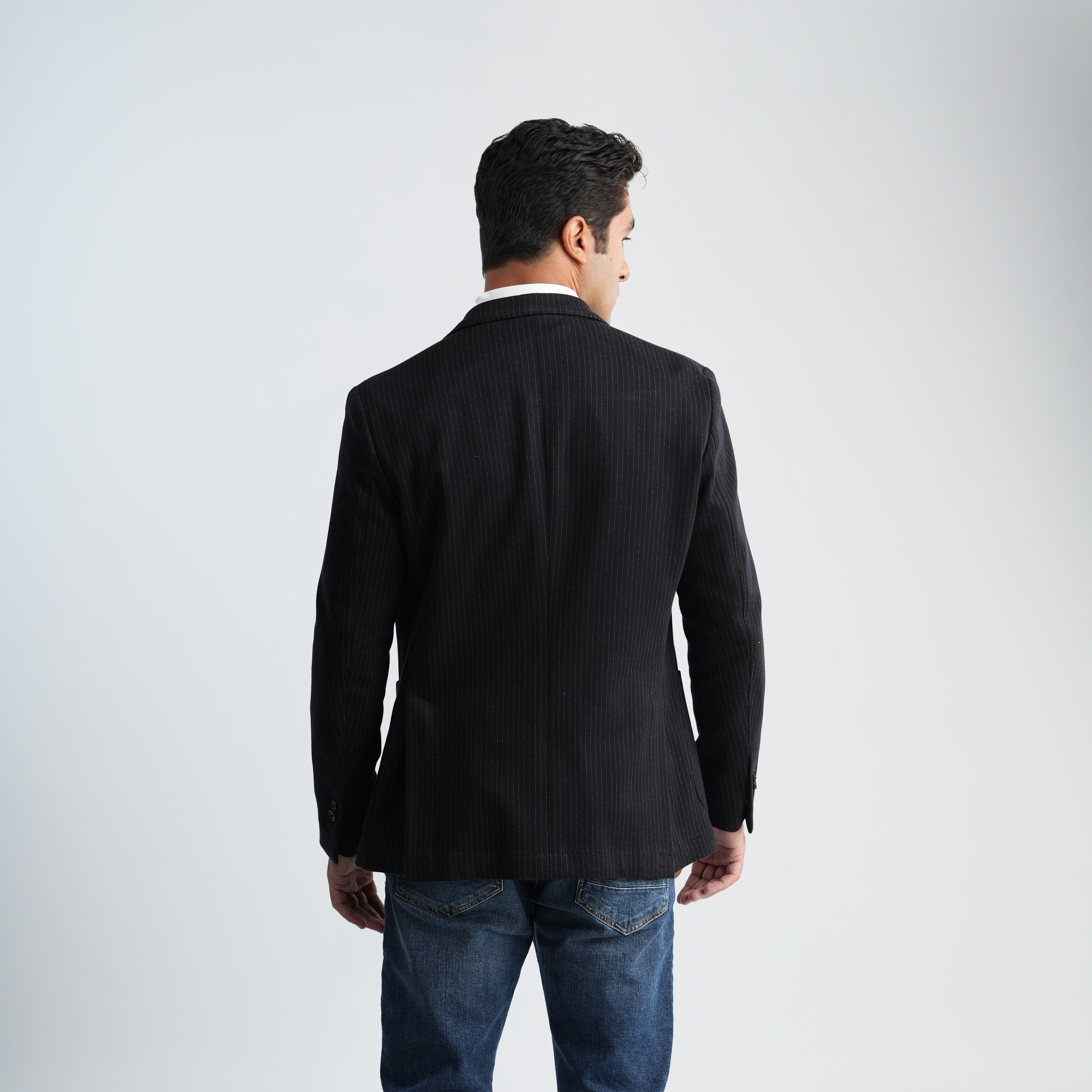 Striped Navy Blazer-MJKC412