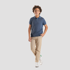 Boys' Blue Textured Polo-BPO-93S - Naga Homme