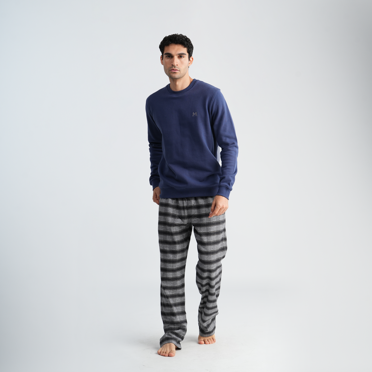 Men's Navy Stripe Pajama Set-MPJL175