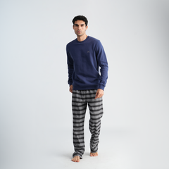 Men's Navy Stripe Pajama Set-MPJL175