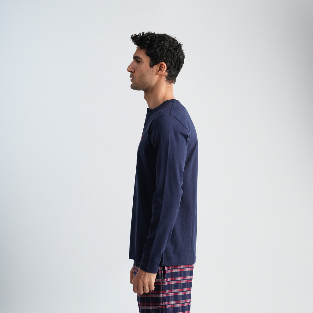 Men's Navy Pajama Set-MPJL143