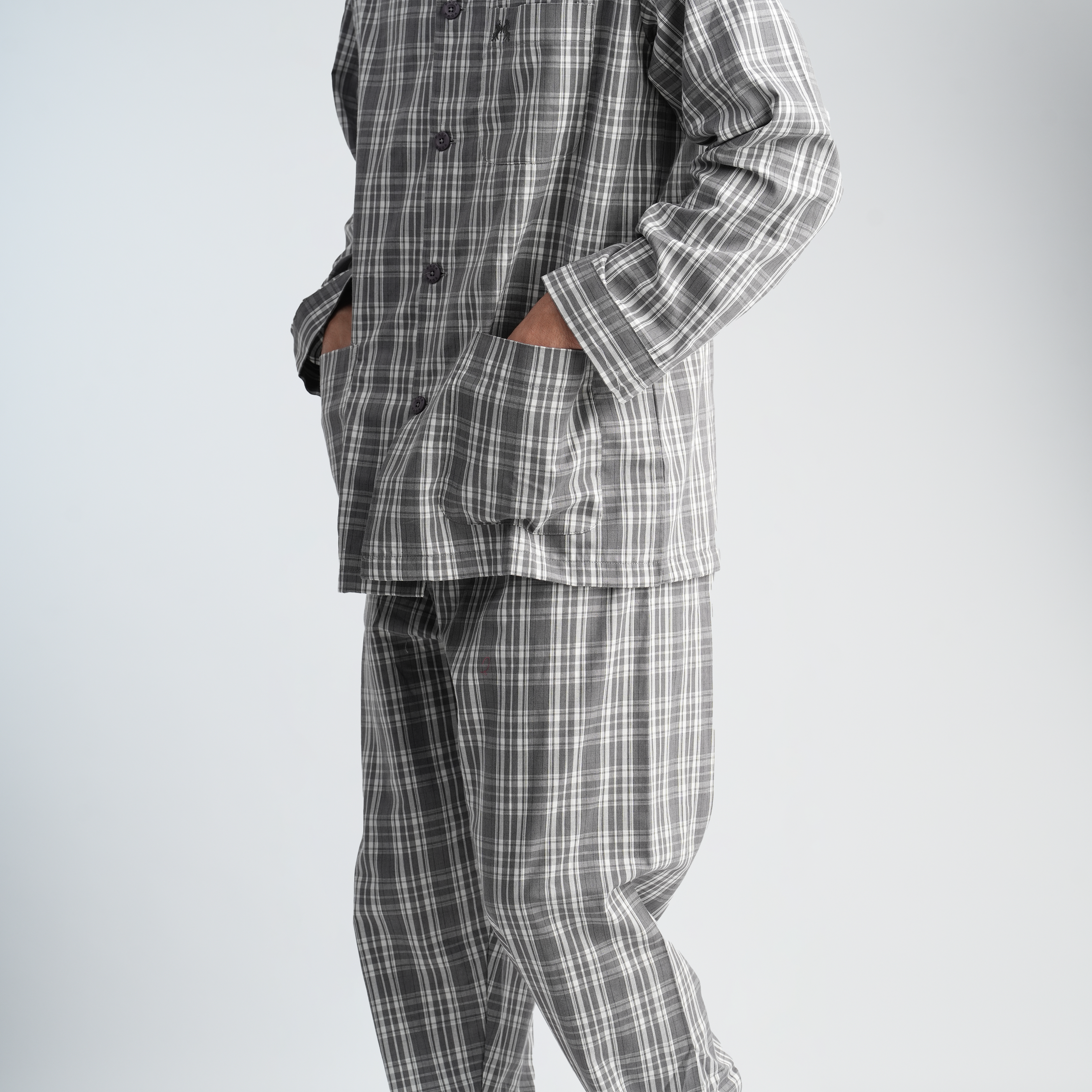 Men's Grey Classic Pajama Set-MPJLC151