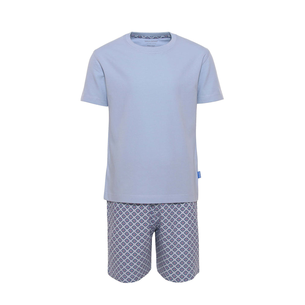 Boys Round neck short sleeve solid top w/ Circel design print short Pyjamas(bpj-48) - nagahomme