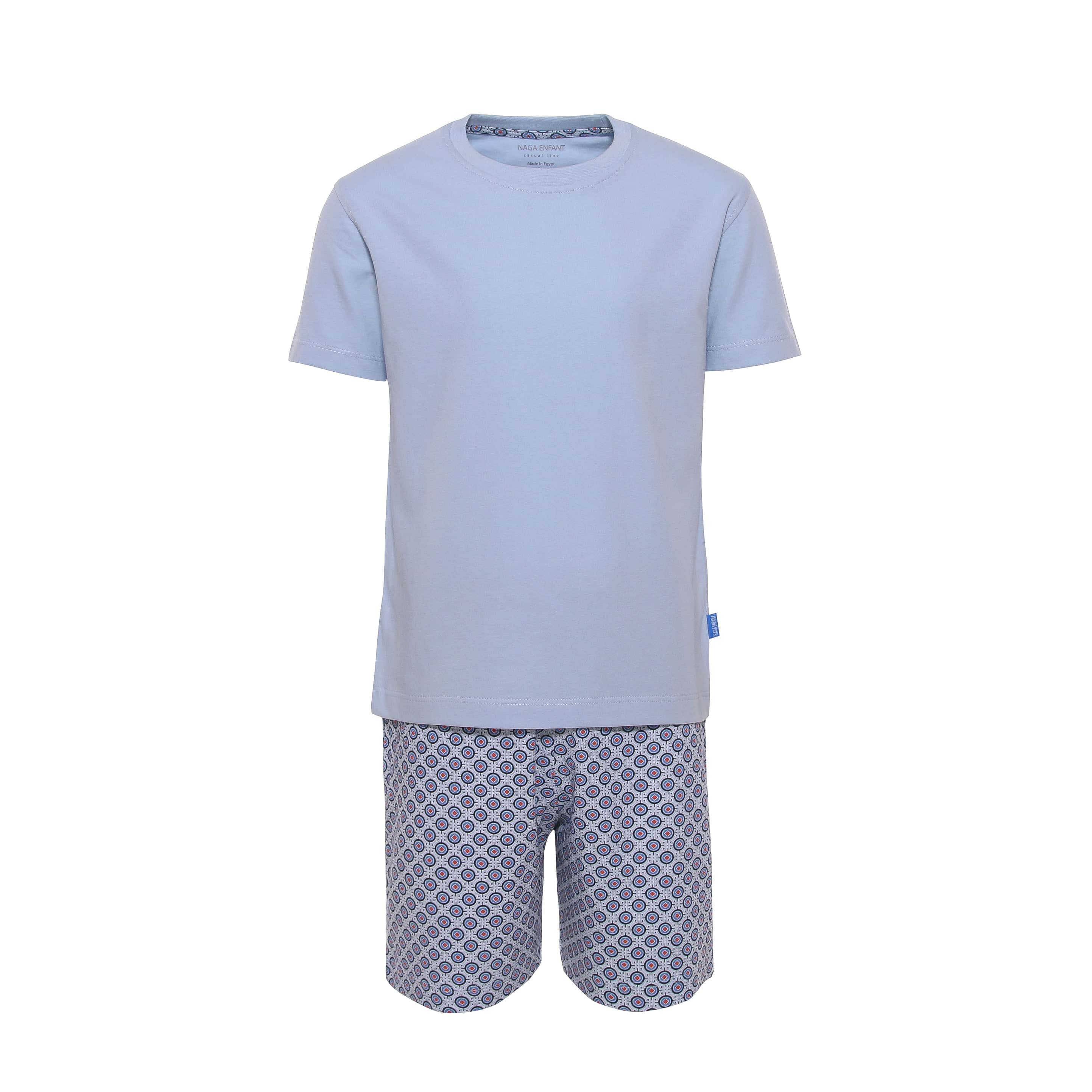 Boys Round neck short sleeve solid top w/ Circel design print short Pyjamas(bpj-48) - nagahomme